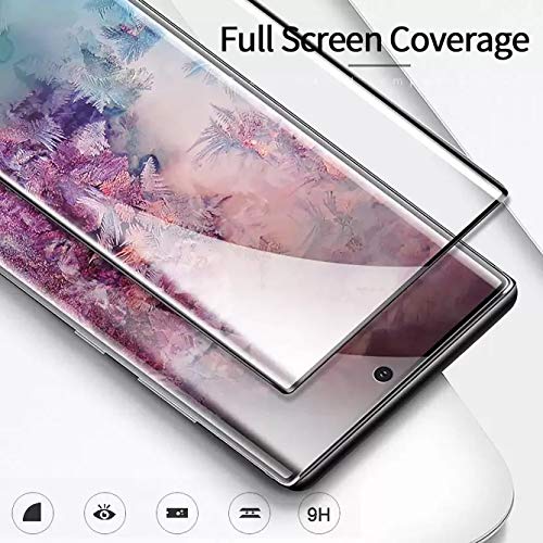 Reliable Full Glue Coverage Edge to Edge Tempered Glass Screen Protector for Samsung Galaxy Note 10 Black. 