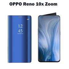 Oppo Reno 10x zoom Clear View Mirror Flip Cover with 360 Degree Protection (Black/Blue).