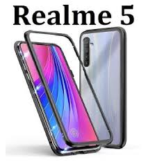 Realme 5 Case Ultra Slim Magnetic Cover Metal Frame (Black).