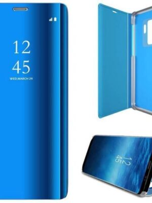 Oppo A9 2020 Clear View Mirror Flip Cover with 360 Degree Protection (Black/Blue).