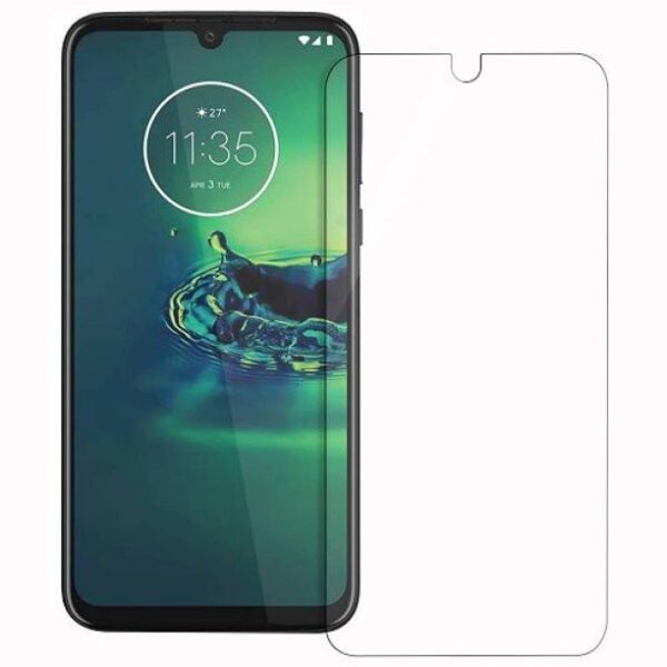 Reliable 0.3mm HD Pro+ Tempered Glass Screen Protector Packaging Kit for Moto G8 Plus.