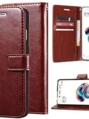 Samsung Galaxy J5 (2015) VIP Leather Flip Cover with Foldable Stand and Wallet Card Slots (Black/Brown/Blue).