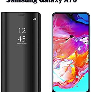 Samsung Galaxy A70 Clear View Mirror Flip Cover with 360 Degree Protection (Black/Blue).