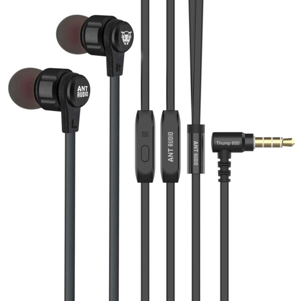 Ant Audio Thump 650 in-Ear X -Bass Headphone with Mic (Colour -Jet Black)