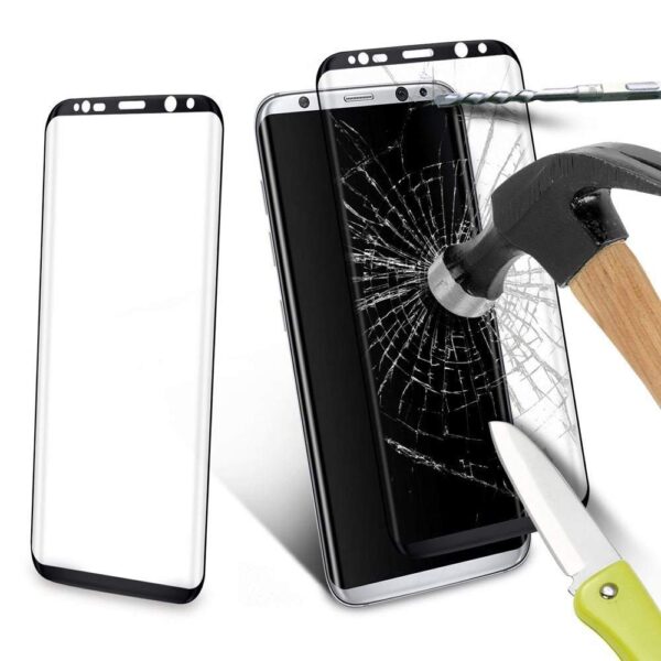 Reliable Full Glue Coverage Edge to Edge Tempered Glass Screen Protector for Samsung Galaxy s9 Plus Black. 