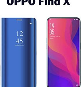 Oppo Find X Clear View Mirror Flip Cover with 360 Degree Protection (Black/Blue).