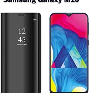 Samsung Galaxy M10 Clear View Mirror Flip Cover with 360 Degree Protection (Black/Blue).