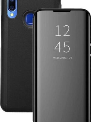 Vivo Y91 Clear View Mirror Flip Cover with 360 Degree Protection (Black/Blue).