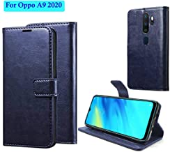 Oppo A9 2020 VIP Leather Flip Cover with Foldable Stand and Wallet Card Slots (Black/Brown/Blue).