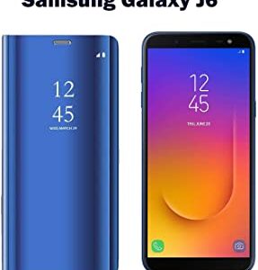 Samsung Galaxy J6 Clear View Mirror Flip Cover with 360 Degree Protection (Black/Blue/Gold).