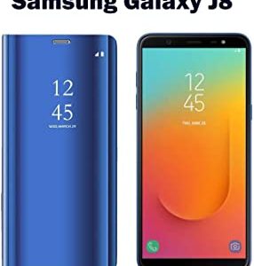 Samsung Galaxy J8 Clear View Mirror Flip Cover with 360 Degree Protection (Black/Blue/Gold).