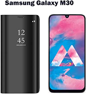 Samsung Galaxy M30 Clear View Mirror Flip Cover with 360 Degree Protection (Black/Blue).