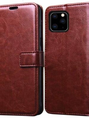 Iphone 11 / 11 Pro / 11 Pro Max VIP Leather Flip Cover with Foldable Stand and Wallet Card Slots (Black/Brown/Blue).