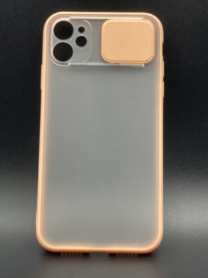  Translucent Soft Silicon Camera Protection Slide Case For Iphone 11 - Peach