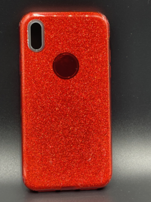 Glitter Skin Soft Silicone Slim Back Cover Case For IPhone X - Red