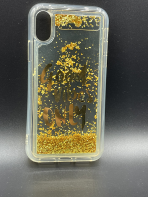 Liquid sand glitter sparkle good vibes only back cover case cover for Iphone X - Gold