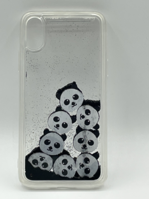 Black Panda Glitter Silicone Case For Iphone X