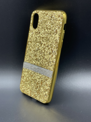 Glitter Sequence Stones Luxury Bumper Cover For Iphone X - Gold