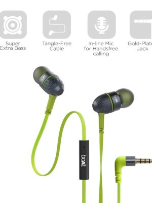boAt BassHeads 228 in Ear Wired Earphones with Mic (Neon Lime)